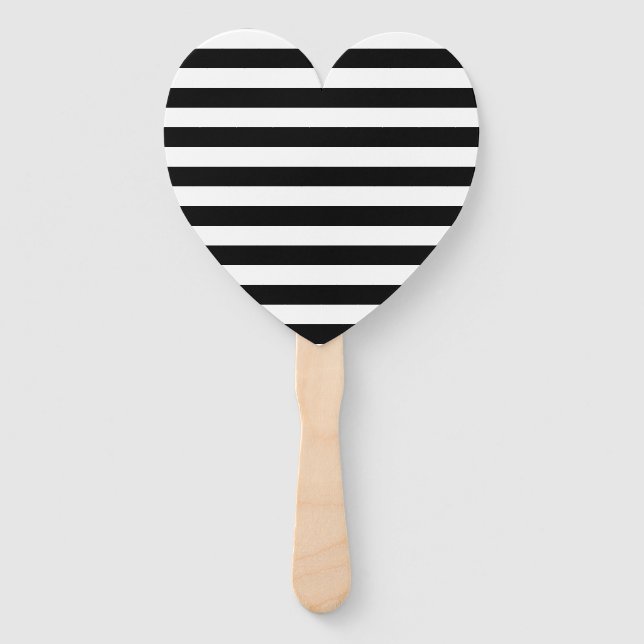 Vintage Classic black & white stripes Hand Fan (Front)