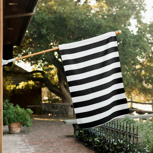 Vintage Classic black & white stripes House Flag (In SItu)