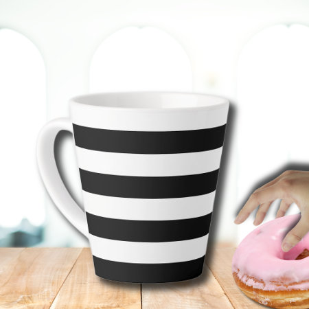 Vintage Classic Black & White Stripes Latte Mug