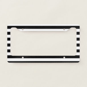 Vintage Classic black & white stripes License Plate Frame