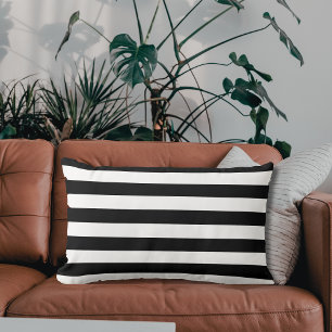 Vintage Classic black & white stripes Lumbar Pillow