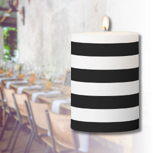 Vintage Classic black & white stripes Pillar Candle