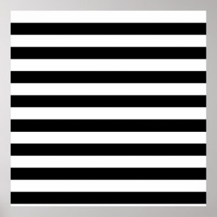 Vintage Classic black & white stripes Poster