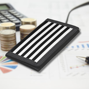 Vintage Classic black & white stripes Tri-fold Wallet