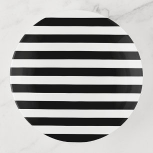 Vintage Classic black & white stripes Trinket Tray