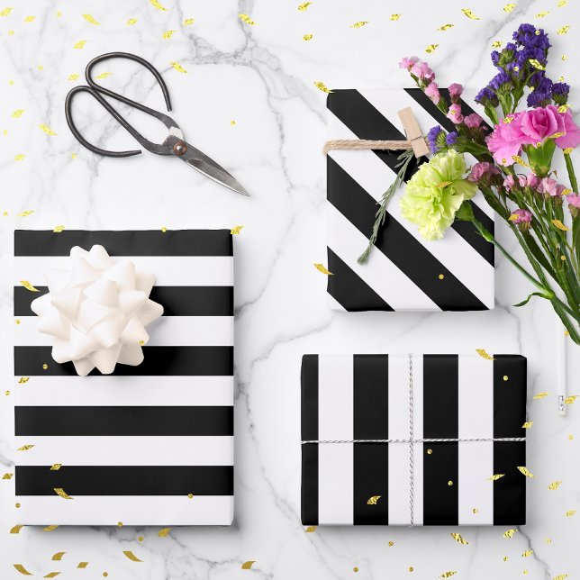 Vintage Classic black & white stripes  Wrapping Paper Sheets (Creator Uploaded)