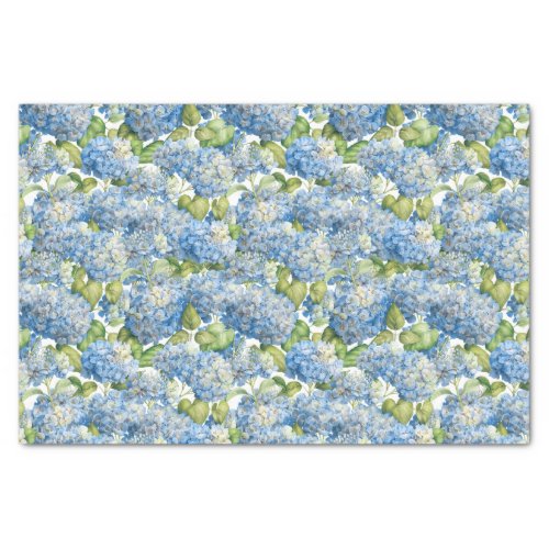 Vintage Classic Blue Hydrangea Floral Pattern Tissue Paper