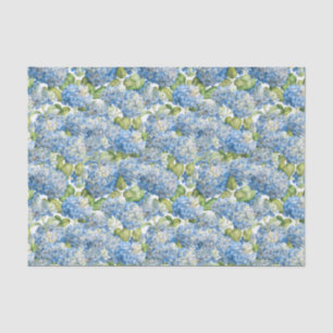 Vintage Classic Blue Hydrangea Floral Pattern Tissue Paper