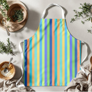 Vintage Classic Blue & Orange Rainbow Stripes Apron