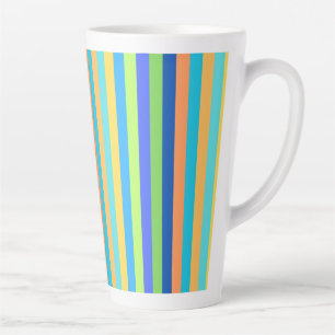 Vintage Classic Blue & Orange Rainbow Stripes Latte Mug