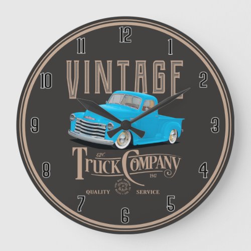 Vintage classic Blue Truck Large Clock