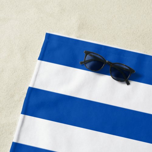 Vintage Classic Blue  White Stripes Beach Towel