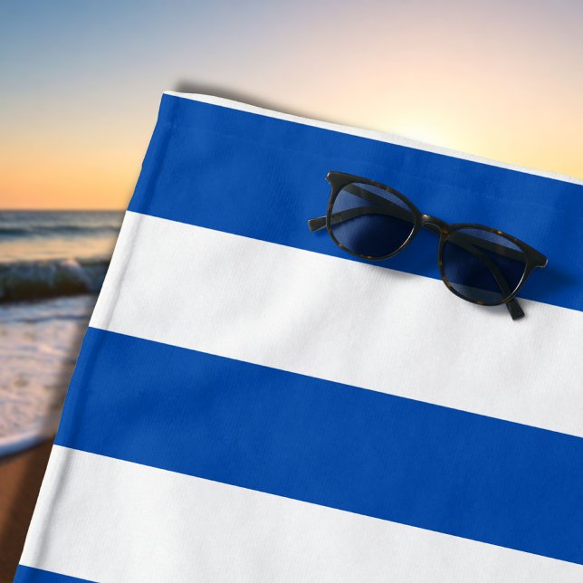 Vintage Classic Blue & White Stripes Beach Towel (Creator Uploaded)