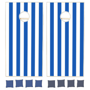 Vintage Classic Blue & White Stripes Cornhole Set