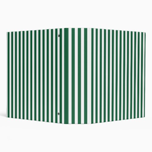 Vintage Classic Bottle Green  White Stripes 3 Ring Binder