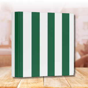 Vintage Classic Bottle Green & White Stripes 3 Ring Binder
