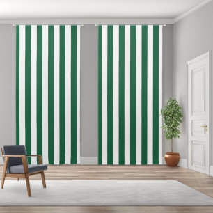 Vintage Classic Bottle Green & White Stripes Blackout Curtains
