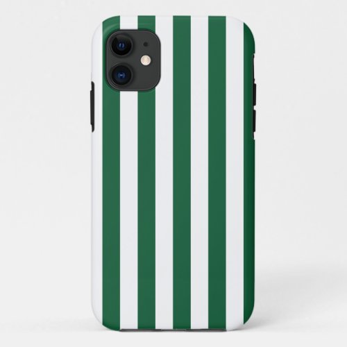 Vintage Classic Bottle Green  White Stripes iPhone 11 Case
