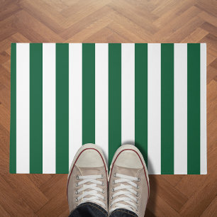 Vintage Classic Bottle Green & White Stripes Doormat