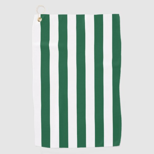 Vintage Classic Bottle Green  White Stripes Golf Towel