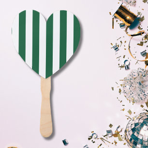 Vintage Classic Bottle Green & White Stripes Hand Fan