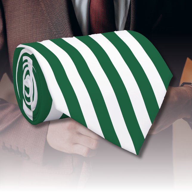 Vintage Classic Bottle Green & White Stripes Neck Tie (Creator Uploaded)