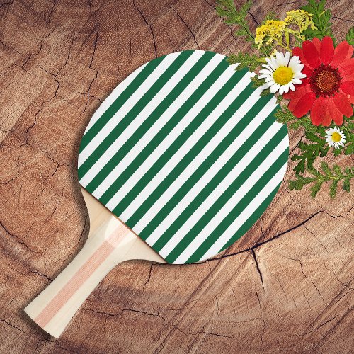 Vintage Classic Bottle Green  White Stripes Ping Pong Paddle