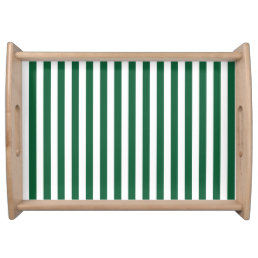 Vintage Classic Bottle Green &amp; White Stripes Serving Tray