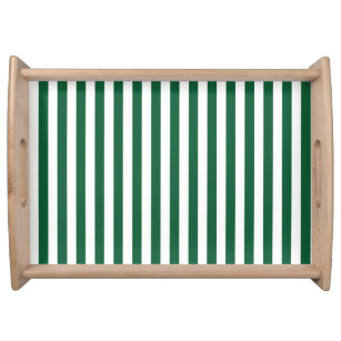 Vintage Classic Bottle Green & White Stripes Serving Tray