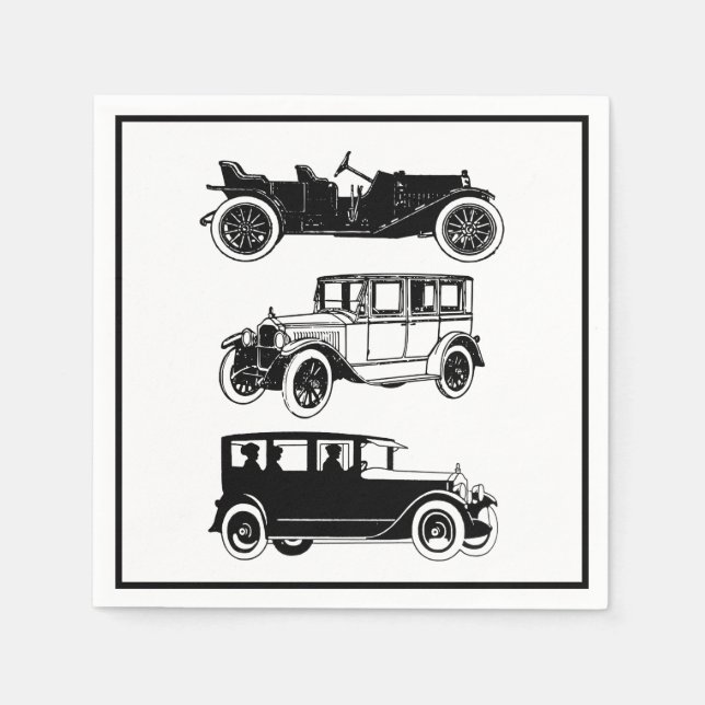 Vintage Classic Car Antique Automobile Retro Party Napkins (Front)