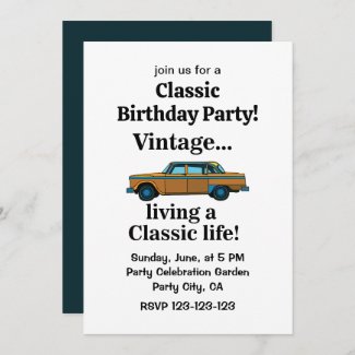 Vintage Classic Car Birthday Invitation