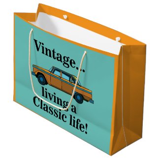Vintage Classic Car Birthday Large Gift Bag