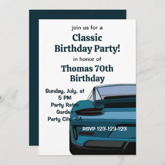 Vintage Classic Car Birthday Party Invitation