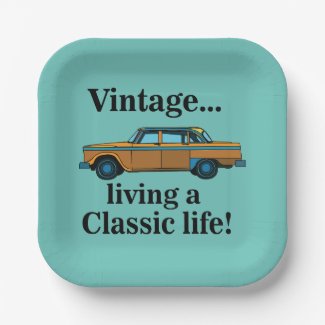 Vintage Classic Car Birthday Party Paper Plates