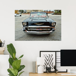 Vintage Classic Car Black Bel Air Poster
