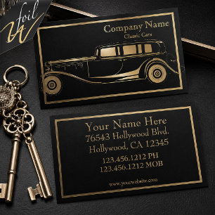 Vintage Classic Car Gold Foil Luxury Spot Gloss Business Cards