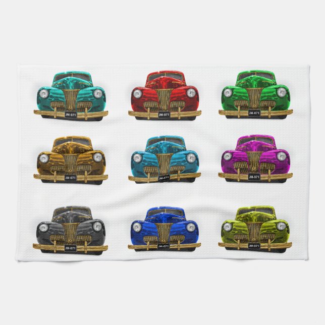 Vintage classic car kitchen towel (Horizontal)