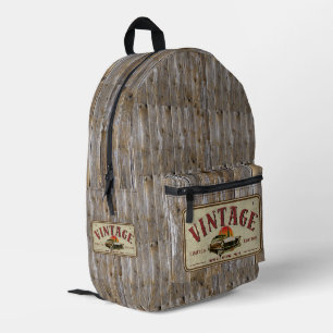 Vintage Classic Car Limited Edition Old Wood Printed Backpack