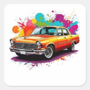 Vintage Classic Car Square Sticker