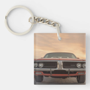 Vintage Classic Car Sunset View Keychain