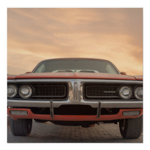 Vintage Classic Car Sunset View Poster