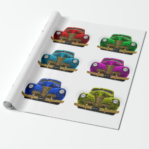 Vintage classic car wrapping paper