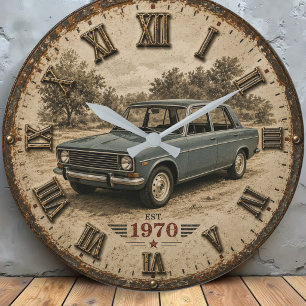 Vintage Classic CarRetro Sedan Automobile  Large Clock