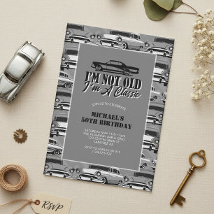 Vintage Classic Cars Adult Birthday Invitation