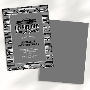 Vintage Classic Cars Adult Birthday Invitation