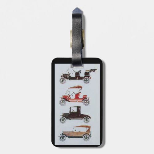 VINTAGE CLASSIC CARS  Automotive black white red Luggage Tag