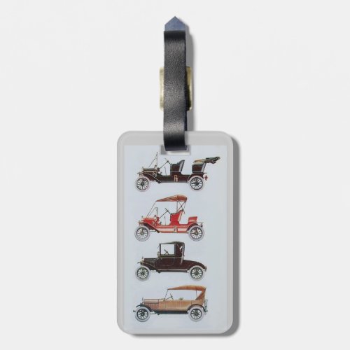 VINTAGE CLASSIC CARS  Automotive black white red Luggage Tag