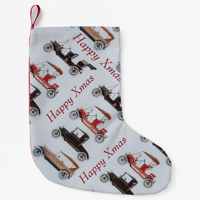 VINTAGE / CLASSIC CARS Happy Xmas Small Christmas Stocking (Front)