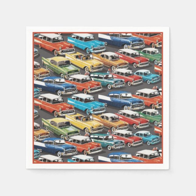 Vintage Classic Cars Pattern Napkins (Front)