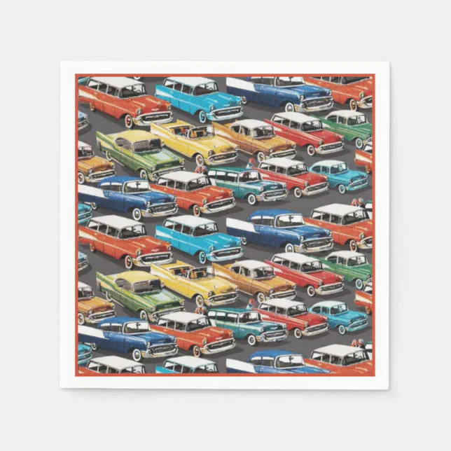 Vintage Classic Cars Pattern Napkins | Zazzle